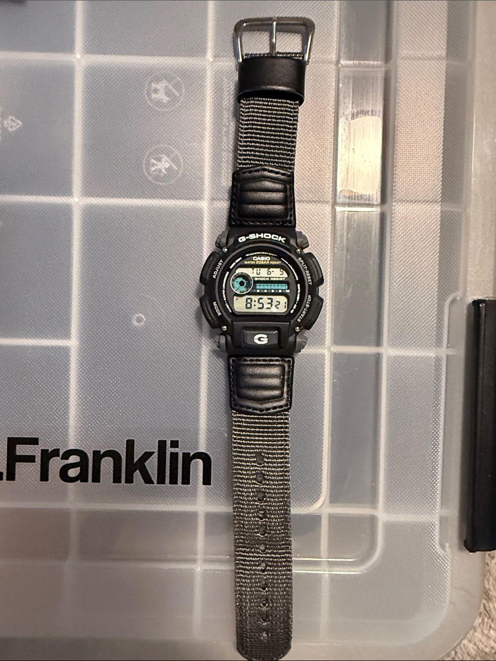 G-Shock Black and Gray Resin Digital Watch with Nylon Strap